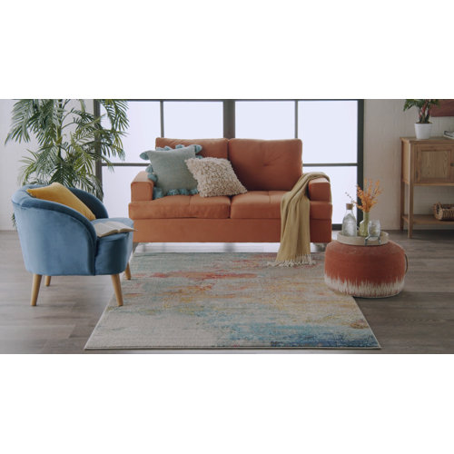 Etta Avenue Bourgeois Abstract Machine Woven Machine Tufted Blue/Red